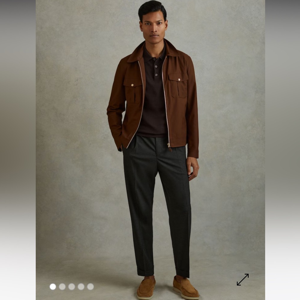 Reiss Brighton Charcoal Relaxed Drawstring Trousers With Turn-Ups